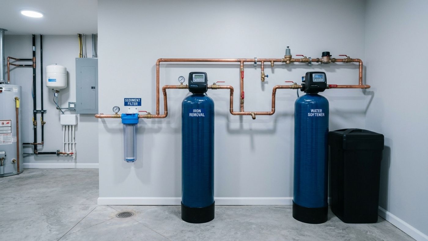 Well water iron removal and softener system